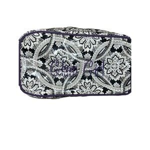 GLAM GIRL Cosmetic Carry Case Black White Print Zippered‎ Pocket
